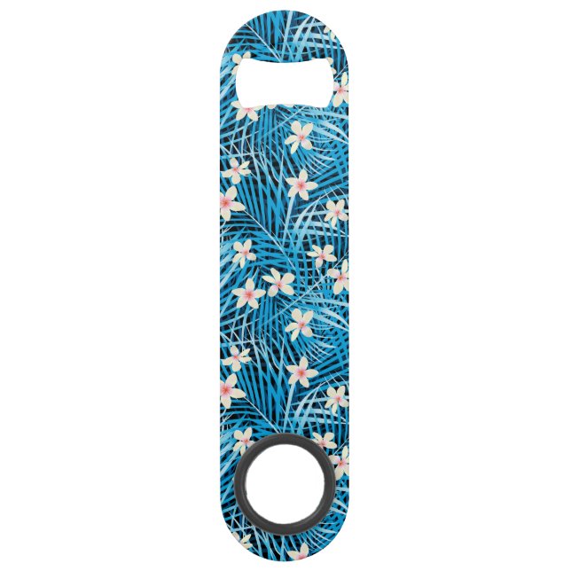 Palm Leaves Blue Pattern Bar Key (Front)