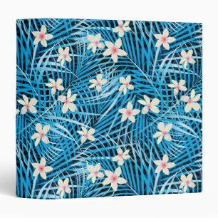 Palm Leaves Blue Pattern Binder