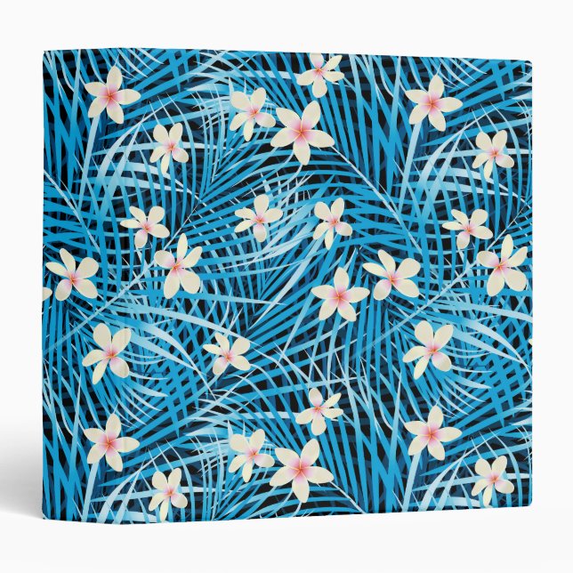 Palm Leaves Blue Pattern Binder (Front/Spine)