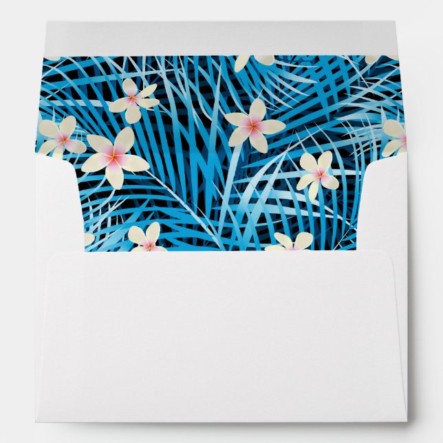 Palm Leaves Blue Pattern Envelopes (Back (Bottom))