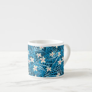 Palm Leaves Blue Pattern Espresso Cup
