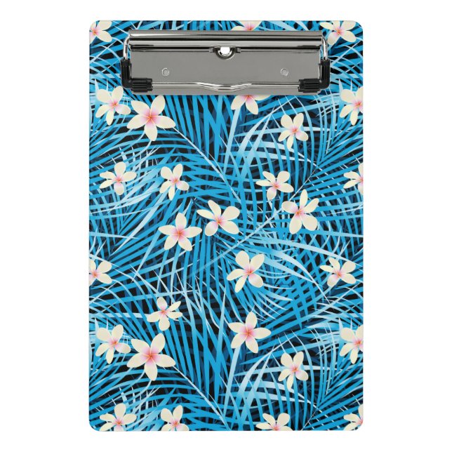 Palm Leaves Blue Pattern Mini Clipboard (Front)