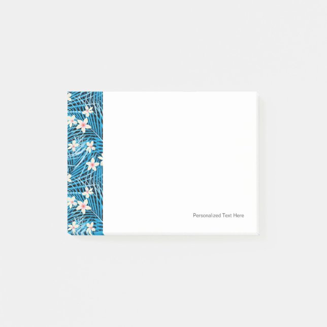 Palm Leaves Blue Pattern Post-it Notes (Front)