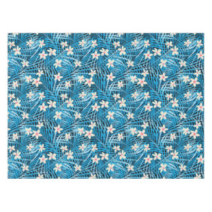 Palm Leaves Blue Pattern Tablecloth