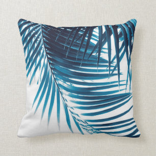 Palm Leaves Blue Vibes #1 Throw Pillow