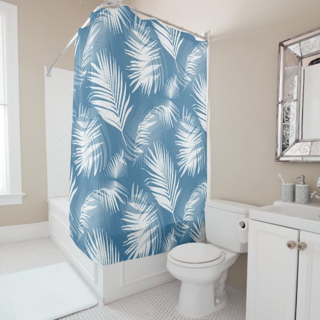 Palm Leaves Blue White Design 272 (In Situ)