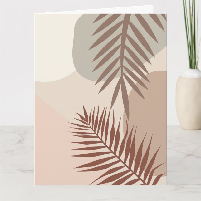 Palm Leaves, Boho Abstract Geometric Art Card (Front)