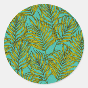 Palm leaves classic round sticker