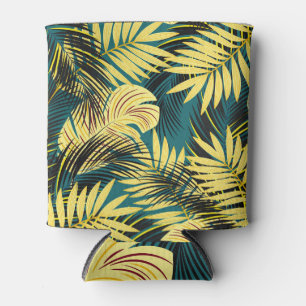 Palm Leaves: Dark Vintage Tropical Can Cooler