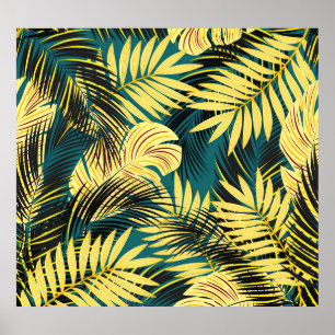 Palm Leaves: Dark Vintage Tropical Poster