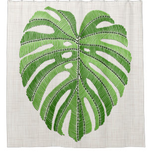 Palm leaves embroidered. Green Tropical Monstera l