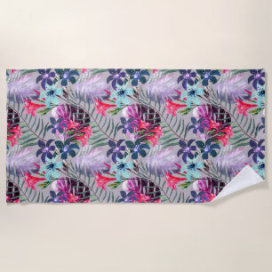 palm leaves, floral, Botanical, colourful, beach, Beach Towel