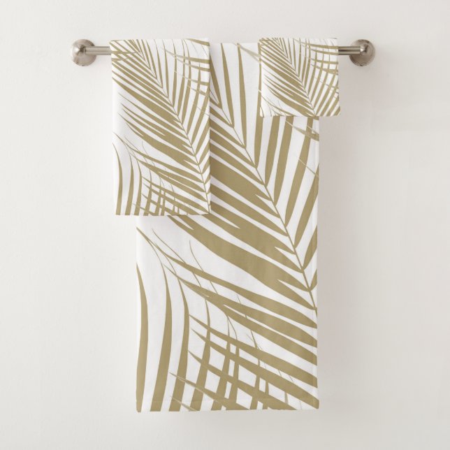 Palm Leaves - Gold Cali Vibes #1 Bath Towel Set (Insitu)