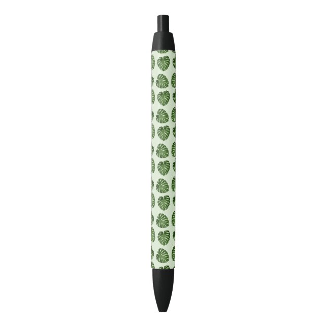Palm Leaves, Green Leaves, Tropical Pattern Black Ink Pen (Front Vertical)