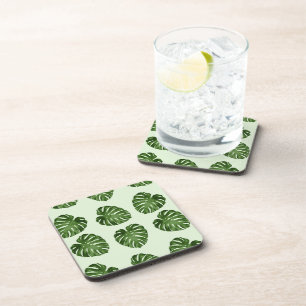 Palm Leaves, Green Leaves, Tropical Pattern Coaster