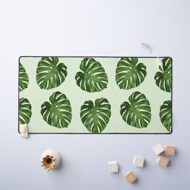 Palm Leaves, Green Leaves, Tropical Pattern Desk Mat (Kids Table)