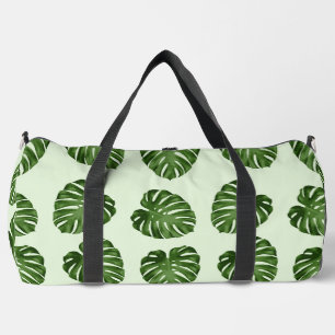 Palm Leaves, Green Leaves, Tropical Pattern Duffle Bag