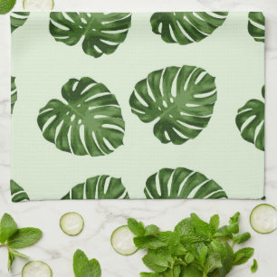 Palm Leaves, Green Leaves, Tropical Pattern Kitchen Towel