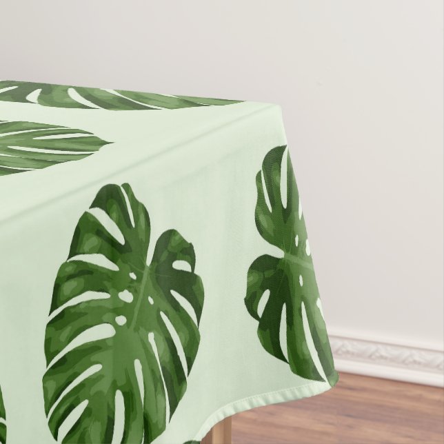 Palm Leaves, Green Leaves, Tropical Pattern Tablecloth (In Situ)