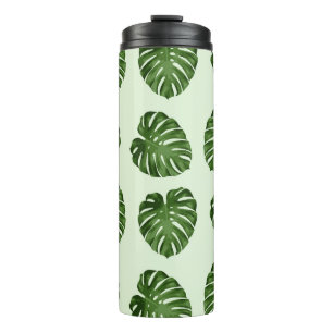 Palm Leaves, Green Leaves, Tropical Pattern Thermal Tumbler