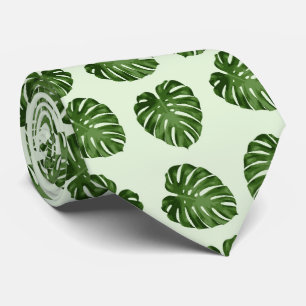 Palm Leaves, Green Leaves, Tropical Pattern Tie