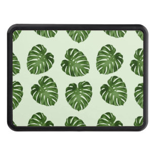 Palm Leaves, Green Leaves, Tropical Pattern Trailer Hitch Cover