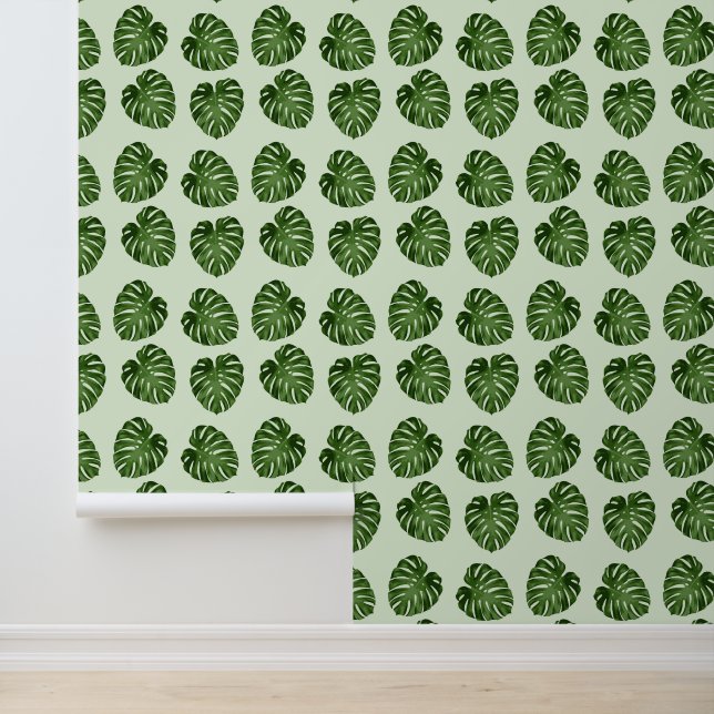 Palm Leaves, Green Leaves, Tropical Pattern Wallpaper (Application)