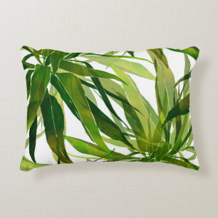 Palm Leaves Hand Painted Pattern Accent Pillow