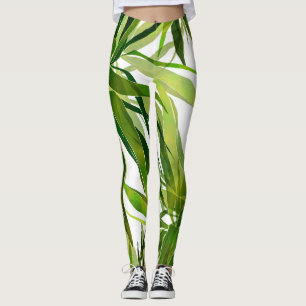 Palm Leaves Hand Painted Pattern Leggings