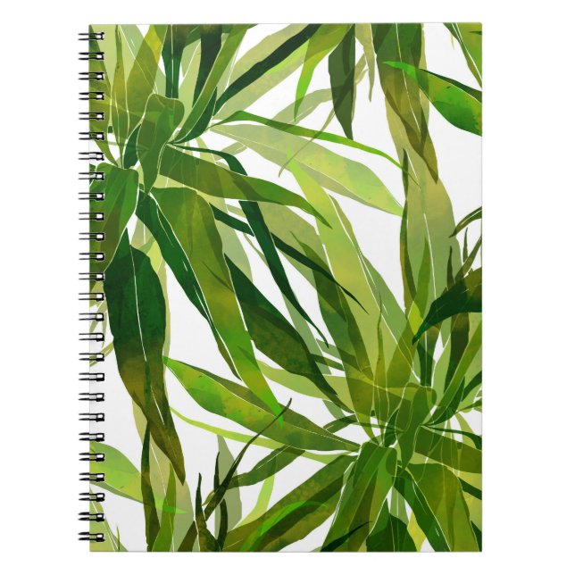Palm Leaves Hand Painted Pattern Notebook (Front)