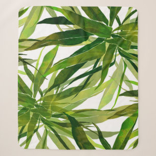 Palm Leaves Hand Painted Pattern Sherpa Blanket