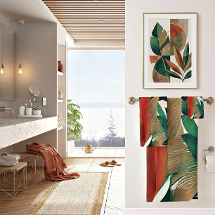 Palm leaves in muted tones  bath towel set