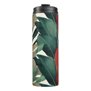 Palm leaves in muted tones  thermal tumbler