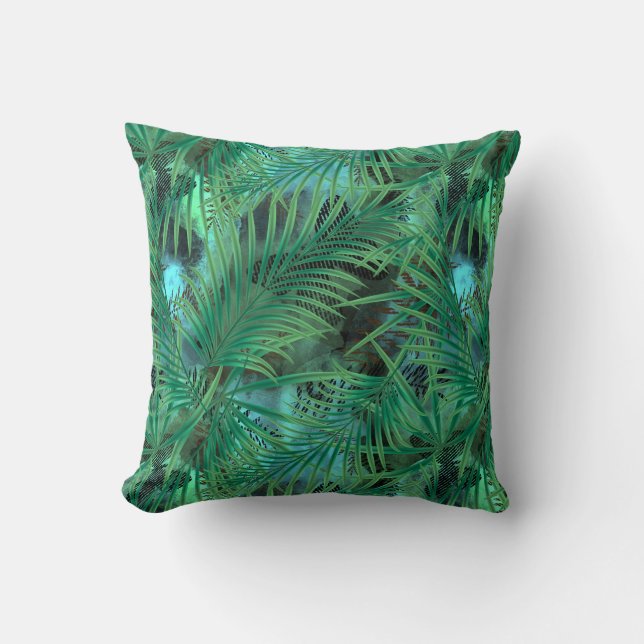 Palm leaves large  throw pillow (Front)