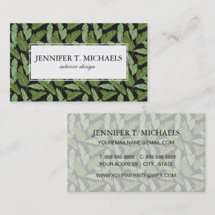Palm Leaves   Monogram Business Card