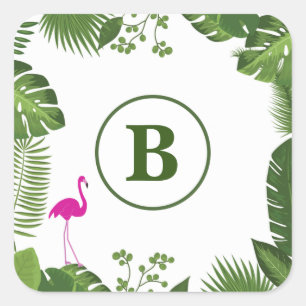 Palm Leaves Monogrammed Sticker