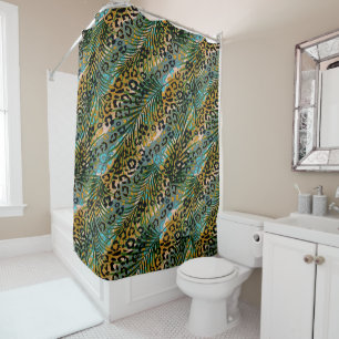Palm leaves on a leopard background.
