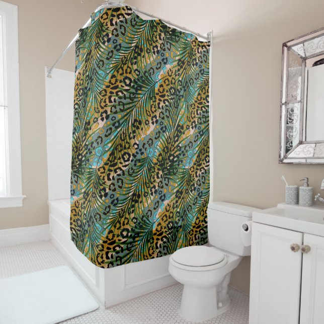 Palm leaves on a leopard background.  (In Situ)