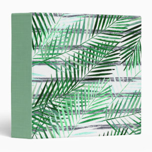 Palm leaves on a striped black and white backgroun binder