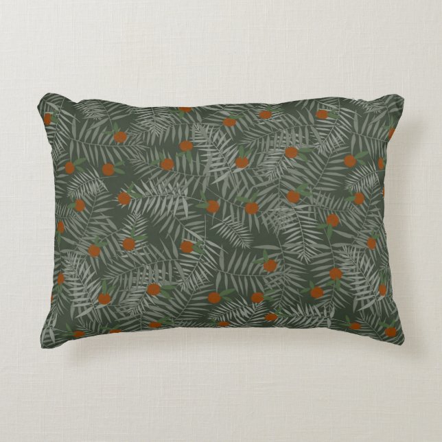 Palm Leaves & Oranges Accent Pillow (Front)