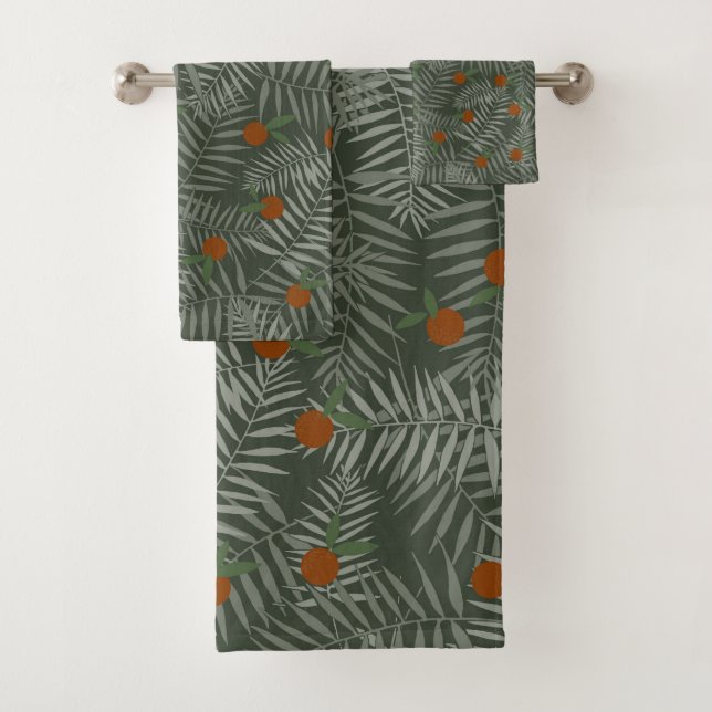 Palm Leaves & Oranges Bath Towel Set (Insitu)