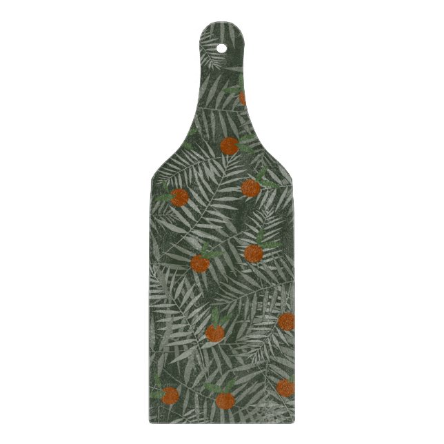 Palm Leaves & Oranges Cutting Board (Front)