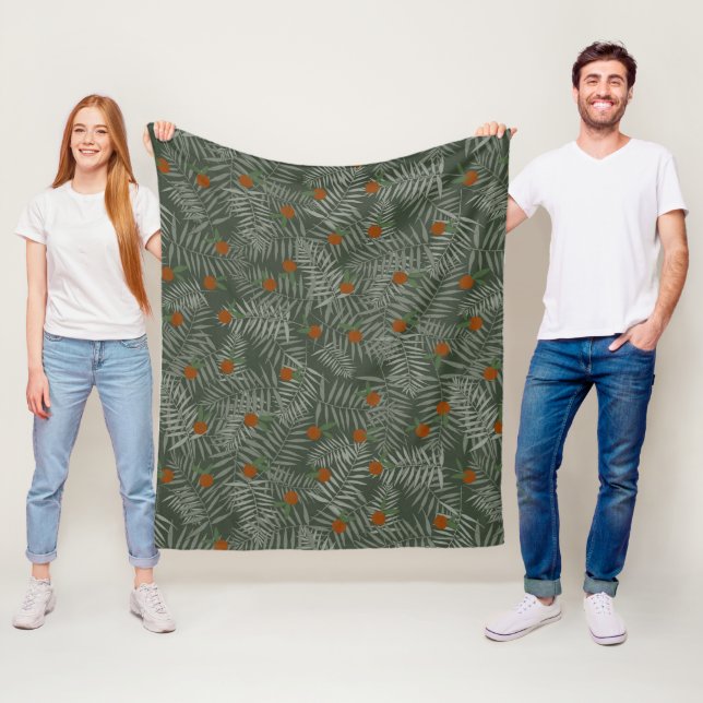Palm Leaves & Oranges Fleece Blanket (In Situ)