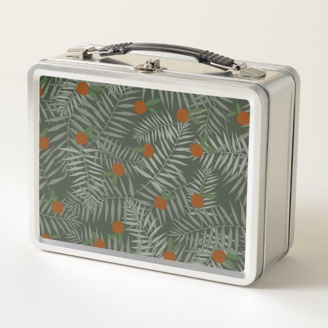 Palm Leaves & Oranges Metal Lunch Box (Front)