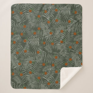 Palm Leaves & Oranges Sherpa Blanket
