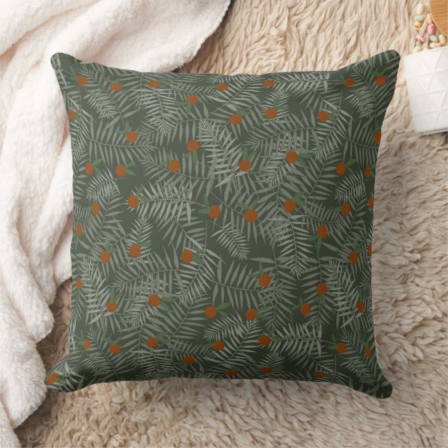 Palm Leaves & Oranges Throw Pillow (Blanket)
