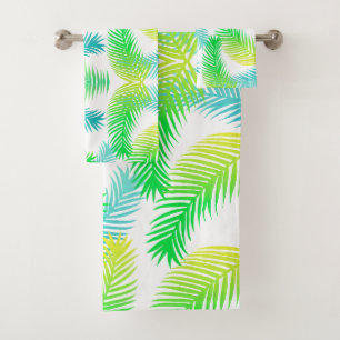 Palm leaves pattern bath towel set