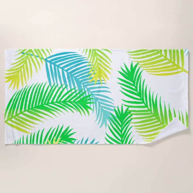 Palm Leaves Pattern Beach Towel – Tropical Botanic (Front)