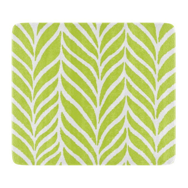 Palm Leaves Pattern Chartreuse Green Cutting Board (Front)