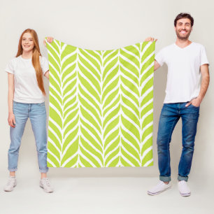Palm Leaves Pattern Chartreuse Green Fleece Blanket